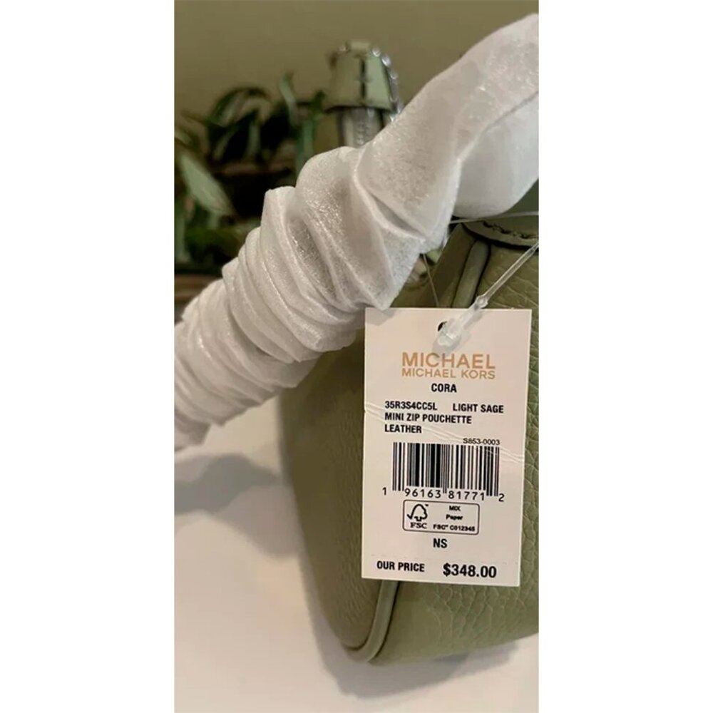 S Michael Kors Cora Mini Zip Pouchette Army Green Crossbody Purse 35R3S4CC5L NWT - Picture 14 of 14